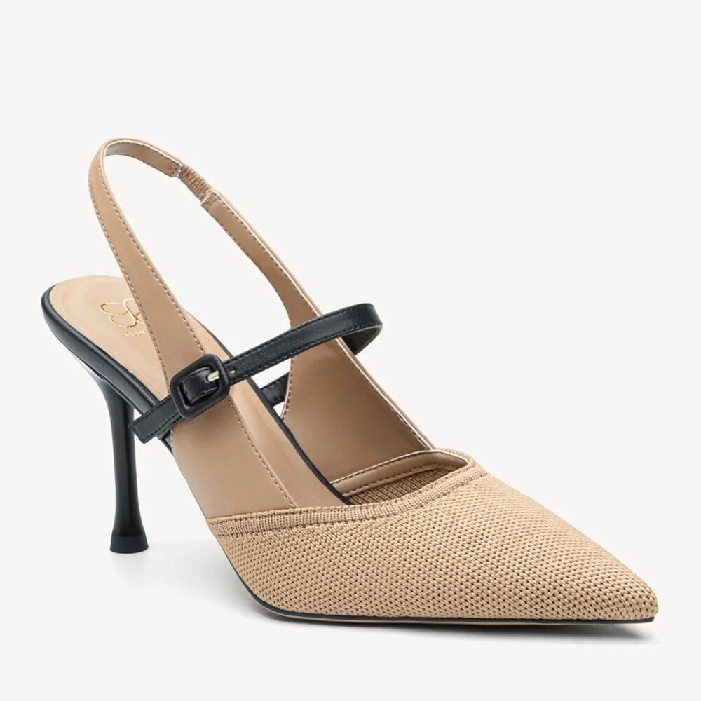 NWOB Cosy Island StrikeStep Slingback Pointed Toe Stiletto Heel Apricot Black 5